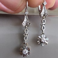 18 k white gold antique earrings. Nobel Antique Jewelry Store, Santa Monica, Ca.